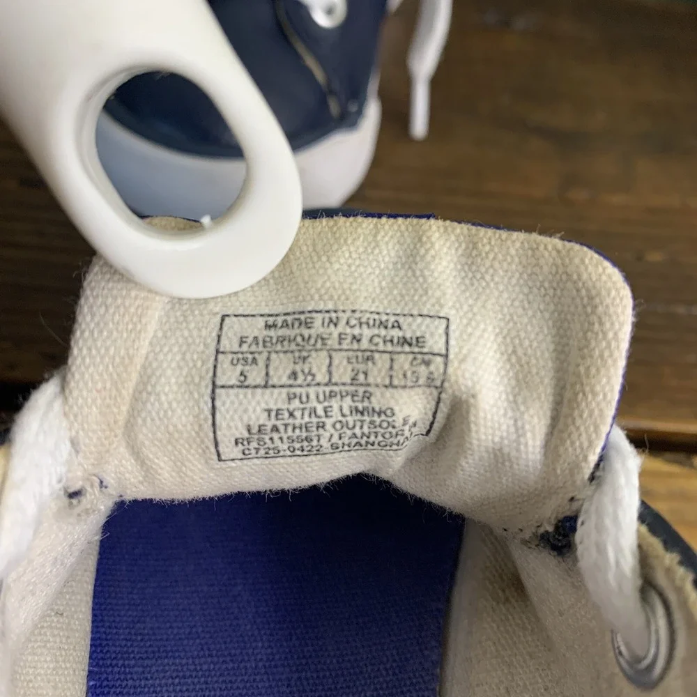 Polo Ralph Lauren Toddler Shoes US sz 5 Blue & White Pony Faux Leather Lace Up